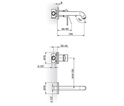 S2 STOLZ-2 BATERIJA UZIDNA ZA LAVABO(MODEL1) ROSAN 231402 Baterije Rosan 231402 Madras doo Beograd