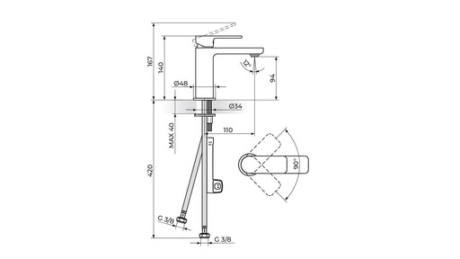 S2 STOLZ-2 CRNA BATERIJA ZA LAVABO ROSAN 230101B Baterije Rosan 230101B Madras doo Beograd