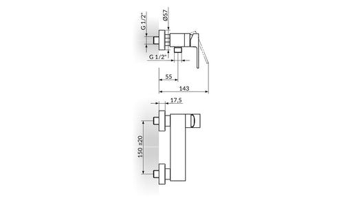 S2 STOLZ-2 CRNA BATERIJA ZA TUŠ KABINU ROSAN 237101B Baterije Rosan 237101B Madras doo Beograd