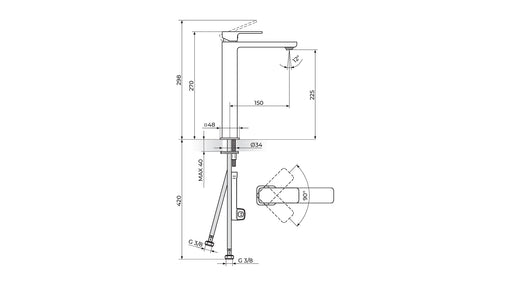 S2 STOLZ-2 KOCKA BATERIJA ZA LAVABO VISOKA ROSAN 230209 Baterije Rosan 230209 Madras doo Beograd