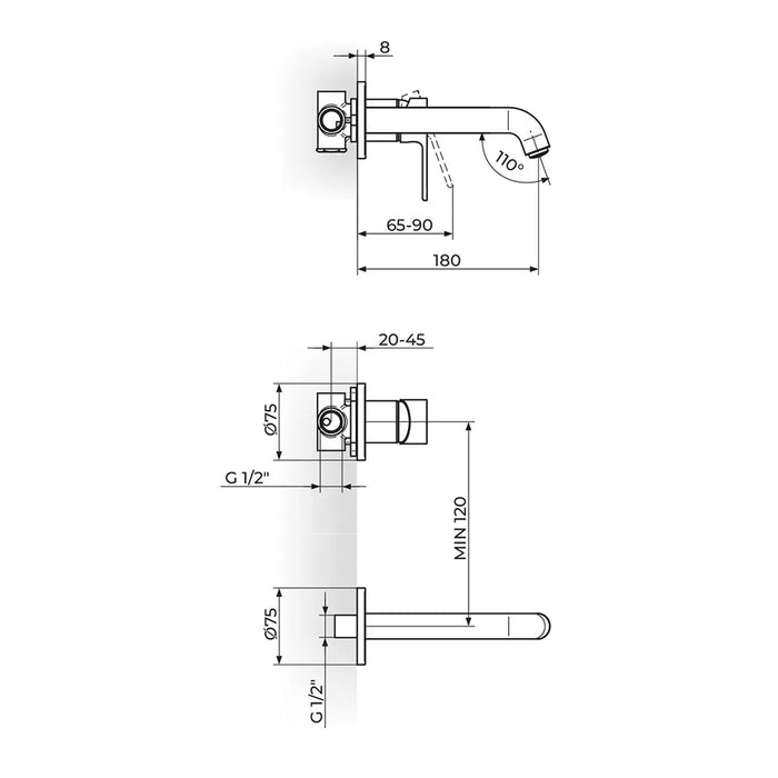 S2 STOLZ GOLD UZIDNA BATERIJA ZA LAVABO ROSAN 231402G Baterije za lavabo Rosan Madras doo Beograd