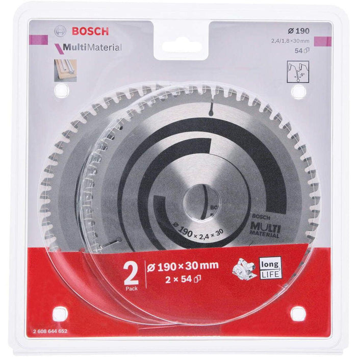 Set 2 x list kružne testere za aluminijum / plastiku Bosch Multi Material 190 x 30 x 2,4 mm; 54 - 2608644652 Set listova testere za drvo BOSCH BOSCH-2608644652 Madras doo Beograd