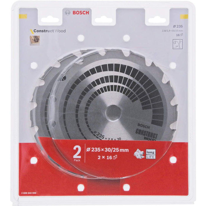 Set 2 x list kružne testere za drvo Construct Wood 235x2,8x30 16T Bosch - 2608644656 Set listova testere za drvo BOSCH BOSCH-2608644656 Madras doo Beograd