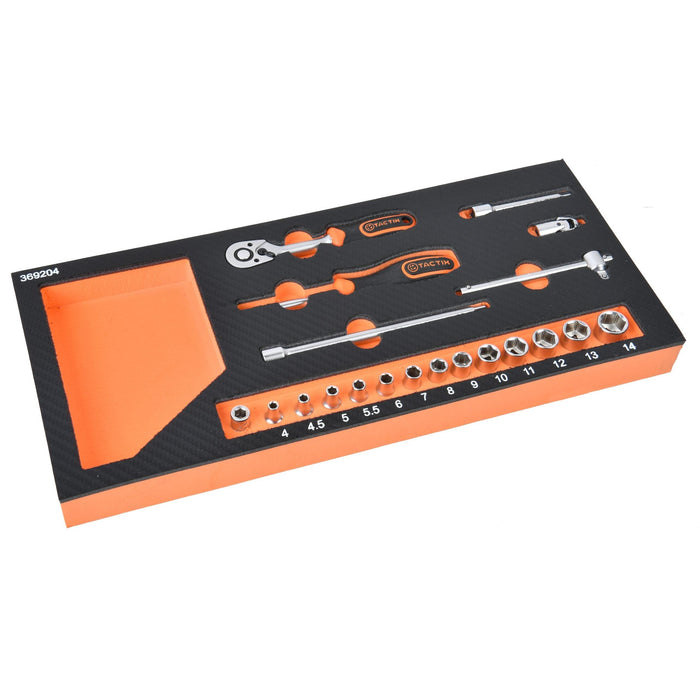 Set 20 del. nasadnih ključeva sa čegrtaljkom 1/4" HEX/mm Tactix Madras doo Beograd
