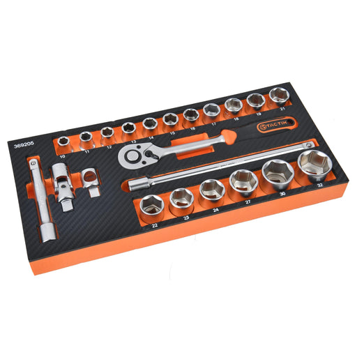 Set 22 del. nasadnih ključeva sa čegrtaljkom 1/2" HEX Tactix Madras doo Beograd