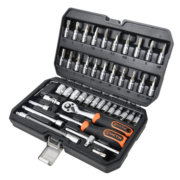 Set 46 del. nasadnih ključeva sa čegrtaljkom 1/4" HEX/mm Tactix Madras doo Beograd