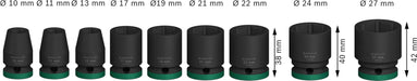 Set 9 kovanih nasadnih ključeva Bosch PRO Impact Socket 10-27mm 1/2" (2608003038) Set nasadnih ključeva BOSCH Madras doo Beograd