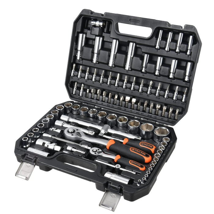 Set 94 del. nasadnih ključeva sa čegrtaljkama 1/4" HEX/mm i 1/2" HEX/mm Tactix Madras doo Beograd
