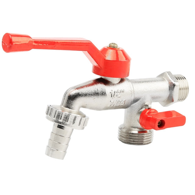 Slavina 1/2" sa ALU ručkom, dva izlaza 3/4" i metalnim priključkom za crevo MAGNUM (3190-1/2) Baštenske slavine Magnum Madras doo Beograd