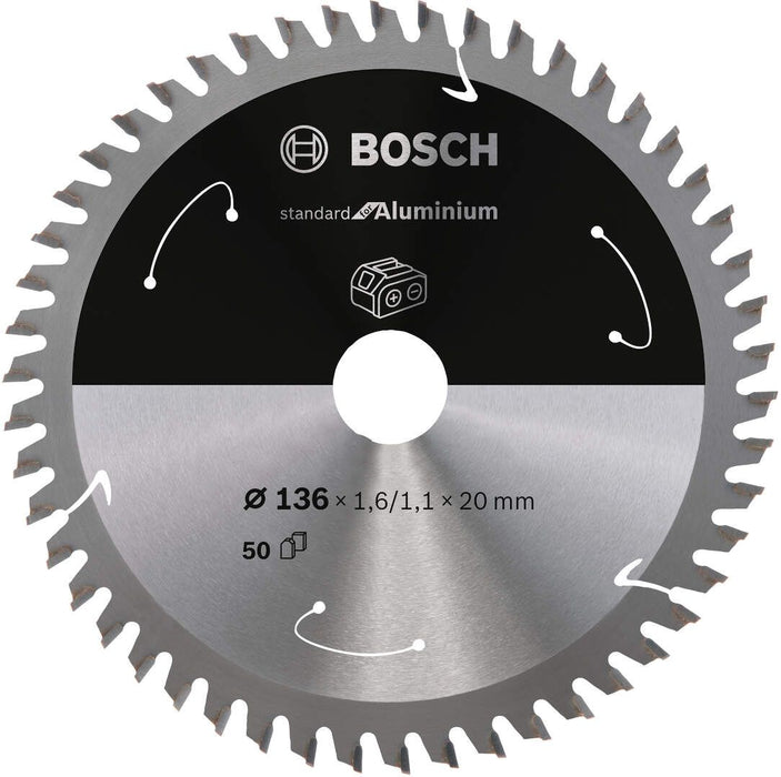 Standard for Aluminium list kružne testere za akumulatorske testere 136x1,6x20 T50 List kružne testere BOSCH BOSCH-2608837754 Madras doo Beograd