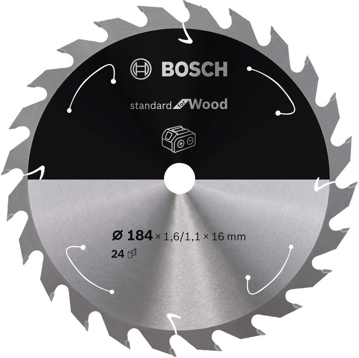 Standard for Wood list kružne testere za akumulatorske testere 184x1,6x16 T24 List kružne testere BOSCH BOSCH-2608837698 Madras doo Beograd