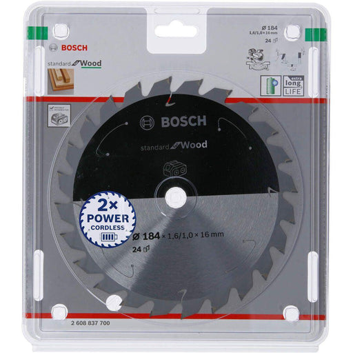 Standard for Wood list kružne testere za akumulatorske testere 184x1,6x16 T24 List kružne testere BOSCH BOSCH-2608837700 Madras doo Beograd