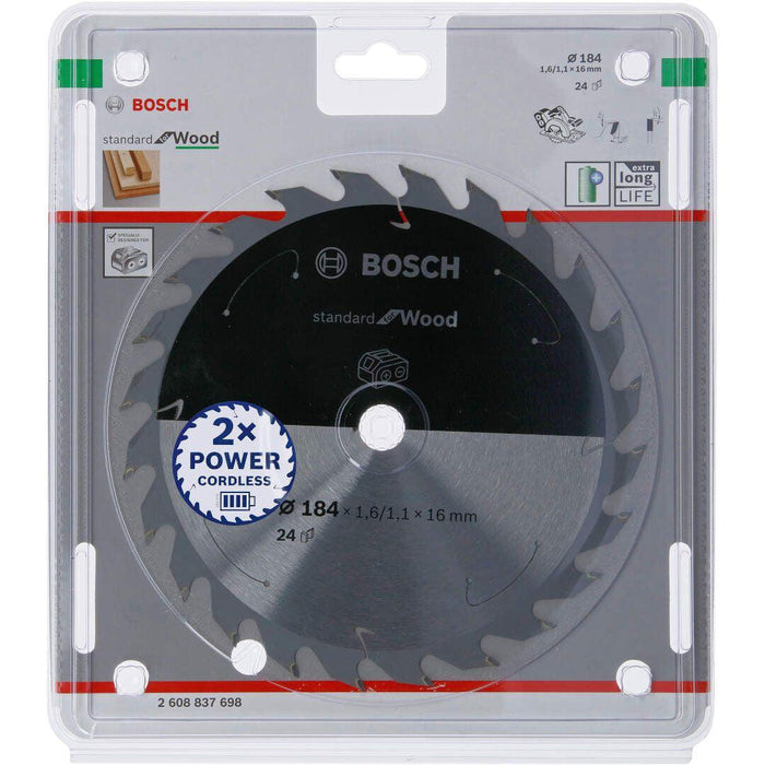 Standard for Wood list kružne testere za akumulatorske testere 184x1,6x16 T24 List kružne testere BOSCH BOSCH-2608837698 Madras doo Beograd