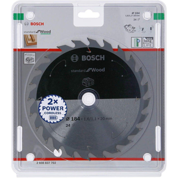 Standard for Wood list kružne testere za akumulatorske testere 184x1,6x20 T24 List kružne testere BOSCH BOSCH-2608837702 Madras doo Beograd