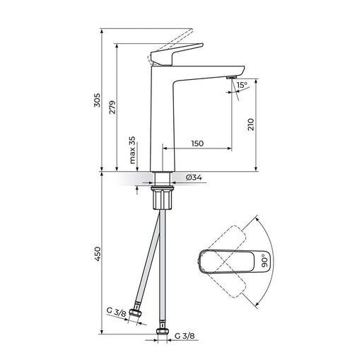 STOLZ BATERIJA ZA LAVABO VISOKA ROSAN 130109 Baterije Rosan Madras doo Beograd