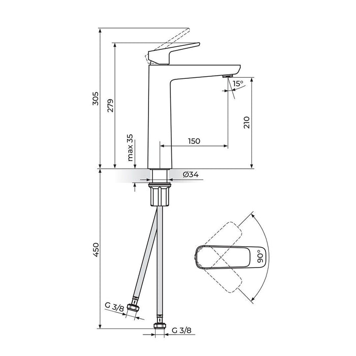 STOLZ BATERIJA ZA LAVABO VISOKA ROSAN 130109 Baterije Rosan Madras doo Beograd