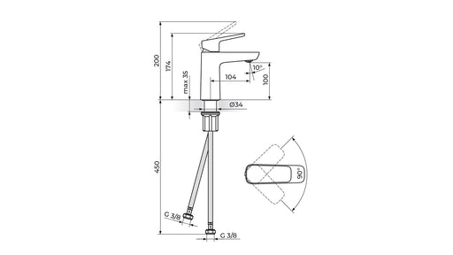 STOLZ BELA BATERIJA ZA LAVABO ROSAN 130101W Baterije Rosan Madras doo Beograd