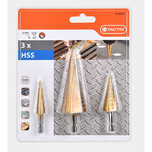 TACTIX Set HSS stepenastih burgija za metal 3 kom TX416061 Tactix Madras doo Beograd