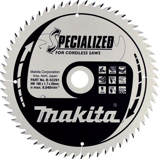 TCT Saw Blade 190mm x 20mm x 60T cordless Makita B-53291 Pribor MAKITA B-53291 Madras doo Beograd