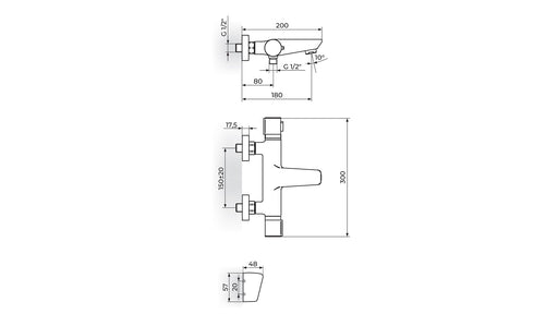 TERMOSTATSKA BATERIJA ZA KADU ROSAN 1T33101 Termostatske baterije Rosan Madras doo Beograd