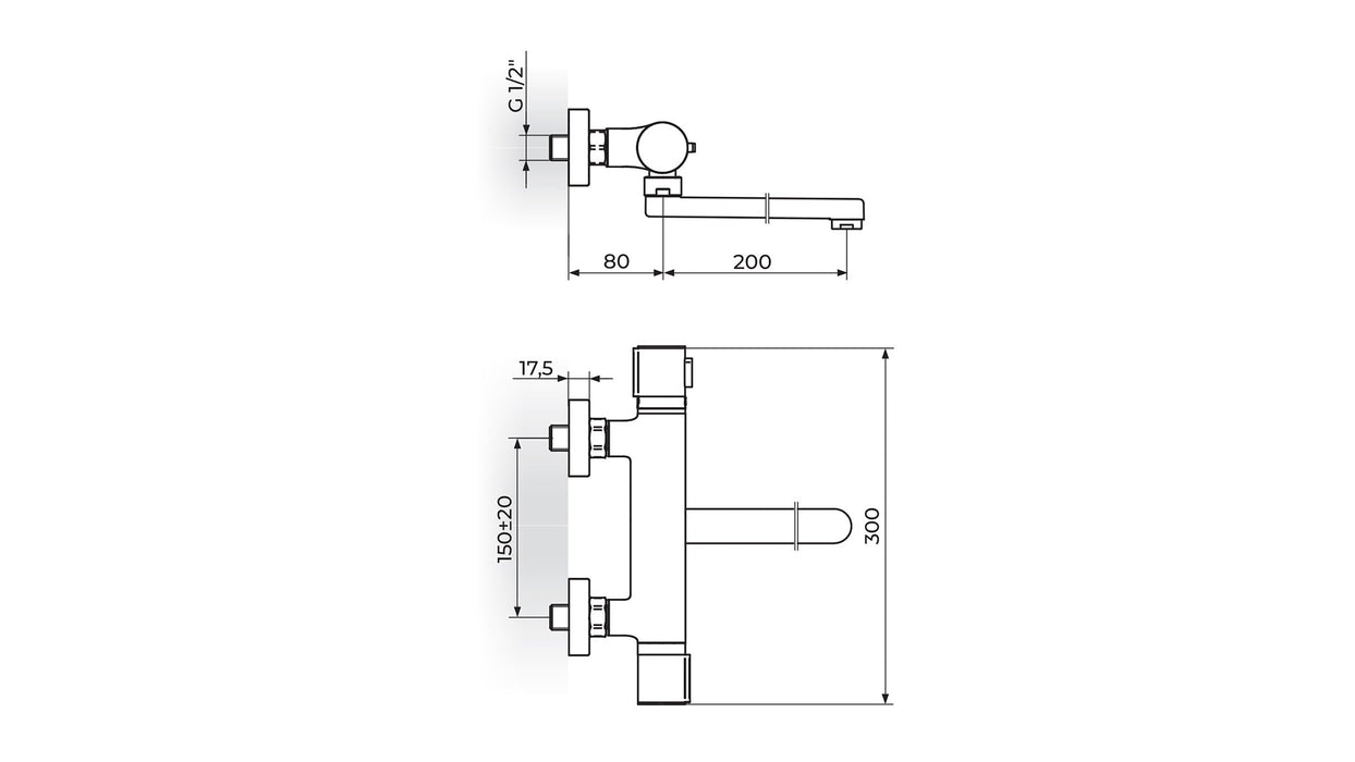 TERMOSTATSKA BATERIJA ZA SUDOPERU-LAVABO ZIDNA ROSAN 1T32120 Termostatske baterije Rosan Madras doo Beograd