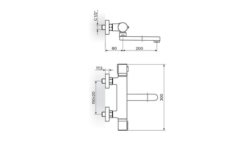 TERMOSTATSKA BATERIJA ZA SUDOPERU-LAVABO ZIDNA ROSAN 1T32120 Termostatske baterije Rosan Madras doo Beograd