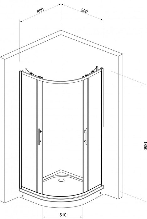 Tuš kabina polukružna 90x90x185cm 5mm staklo sa kvadratićima (JAK 5291) Tuš kabine Minotti JAK 5291 Madras doo Beograd