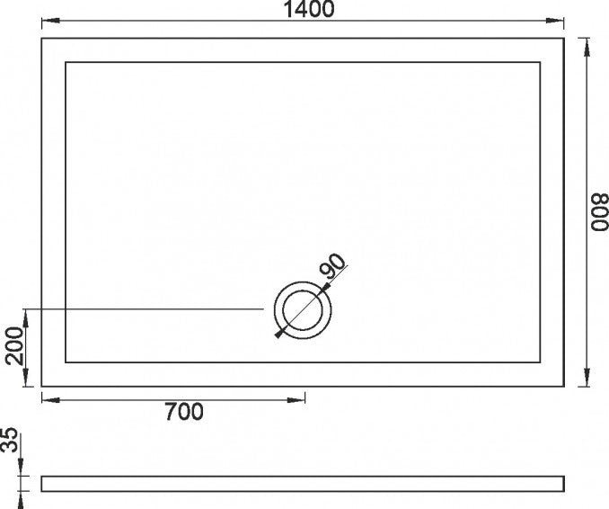Tuš kadica CONCEPT SOLILUX 1400x800x35 bez sifona (C-11-1480) Tuš kade Concept Madras doo Beograd