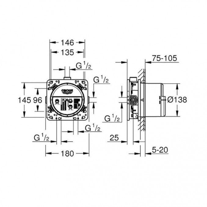 Ugradno telo GROHE RAPIDO Smart Box (GR35600000) Ugradne baterije Grohe GR35600000 Madras doo Beograd