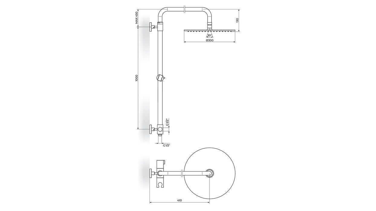 USPONSKI TUŠ STOLZ INOX FI300 PUTK12 ROSAN Usponski tuševi Rosan PUTK12 Madras doo Beograd