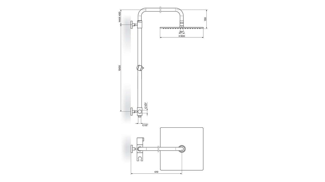 USPONSKI TUŠ STOLZ INOX300X300 PUTK13 ROSAN Usponski tuševi Rosan PUTK13 Madras doo Beograd