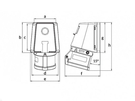 UTIČNICA ZIDNA UKO-UTO BEMIS IP44 16A 3P+E 380V BC1-1504-2535 Priključnice Madras doo Beograd Madras doo Beograd