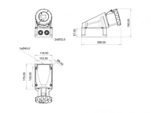 UTIČNICA ZIDNA UKO-UTO BEMIS IP67 63A 3P+E 400V BC1-4504-7535 Priključnice Madras doo Beograd Madras doo Beograd
