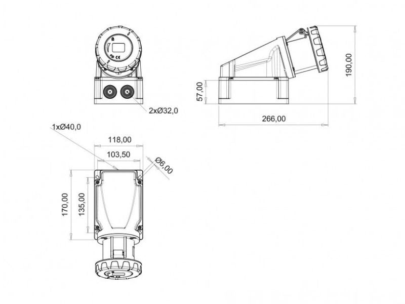 UTIČNICA ZIDNA UKO-UTO BEMIS IP67 63A 3P+E+N 400V BC1-4505-7535 Priključnice Madras doo Beograd Madras doo Beograd