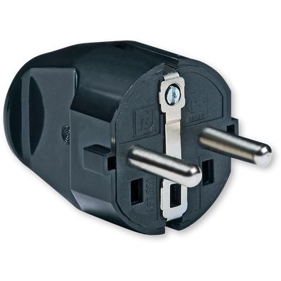 Utikač dvopolni crni sa kontaktom za uzemljenjem 16A - ALING CONEL 301.13 Elektromaterijal Aling Conel Madras doo Beograd