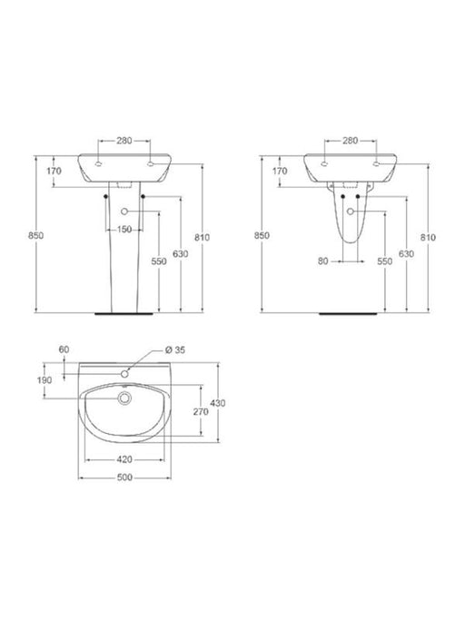 Vidima Ulysse umivaonik u više dimenzija W409XXX Umivaonici Vidima Madras doo Beograd