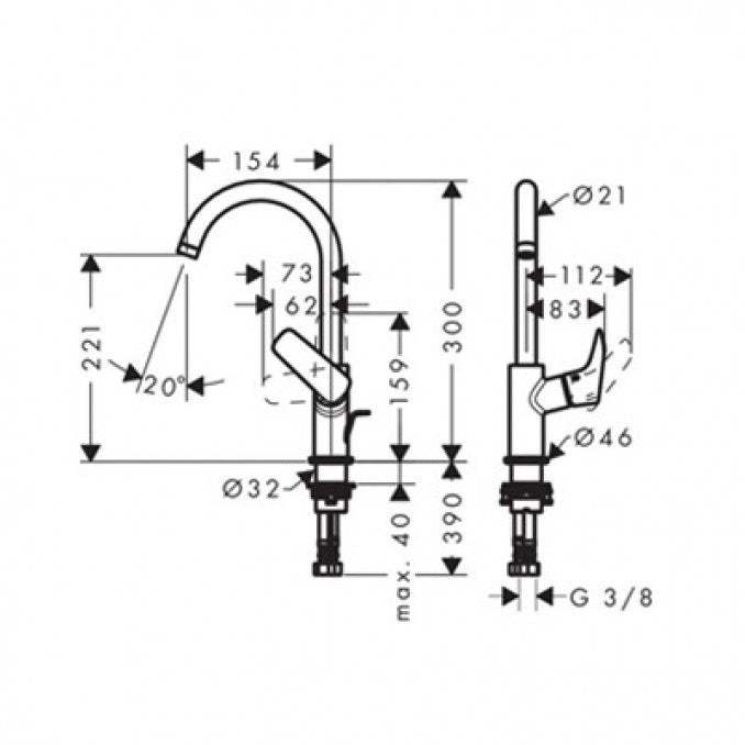 Visoka baterija za lavabo HANSGROHE LOGIS 210 (71130000) Baterije za lavabo Hansgrohe Madras doo Beograd