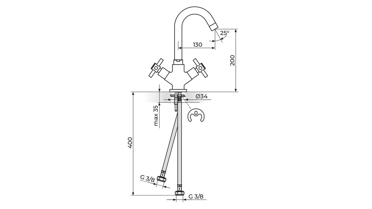 XO BATERIJA ZA LAVABO POKRETNA ROSAN XO30101 Baterije Rosan Madras doo Beograd