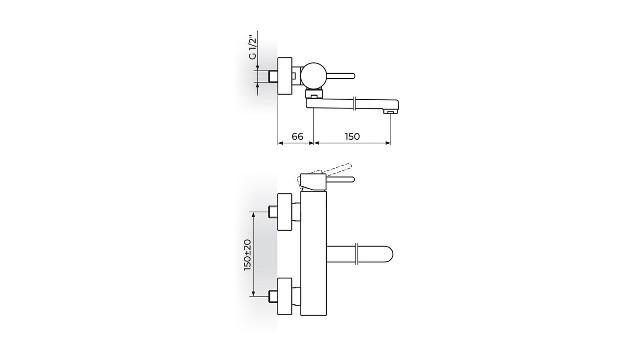 ZERRO BATERIJA ZA SUDOPERU ILI LAVABO ZIDNA 150mm ROSAN Baterije za sudoperu Rosan Madras doo Beograd